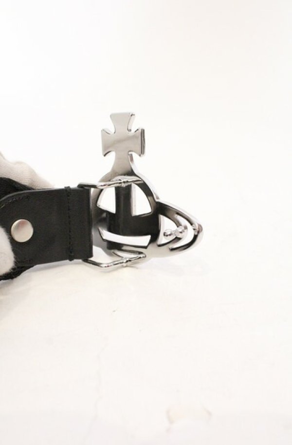 画像6: ヴィヴィアンウエストウッド 中古 / LINE ORB WEBBING ベルト（ラインオーブウェビング） S ブラックｘシルバー  O-26-03-22-082-gd-YM-OS (6)