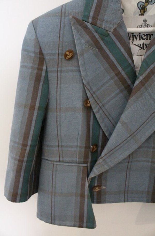 画像2: ヴィヴィアンウエストウッド 中古 / CUT OFF ジャケット（カットオフ） 38 ブルー  O-26-03-22-011-jc-YM-OS (2)