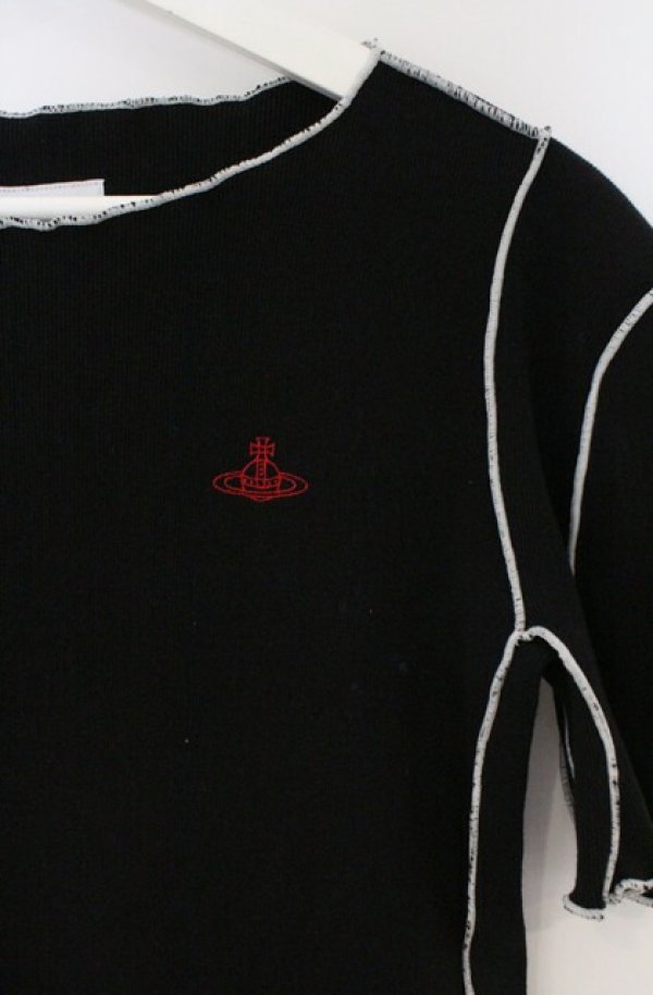 画像2: ヴィヴィアンウエストウッド 中古 / オーガニックドライコットンフライスエイリアンスリーブトップ Tシャツ 00 ブラック  O-26-03-22-014-ts-YM-OS (2)