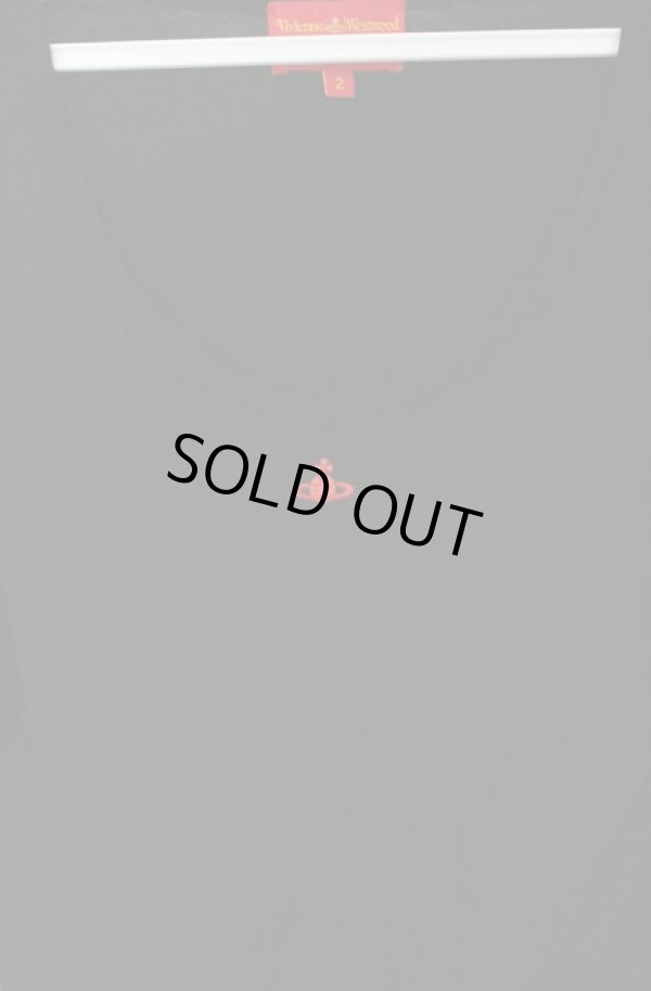 画像2: ヴィヴィアンウエストウッド 中古 / 単色オーブ刺繍ラウンドネックカットソー 2 ブラック  O-26-03-22-016-to-YM-OS (2)