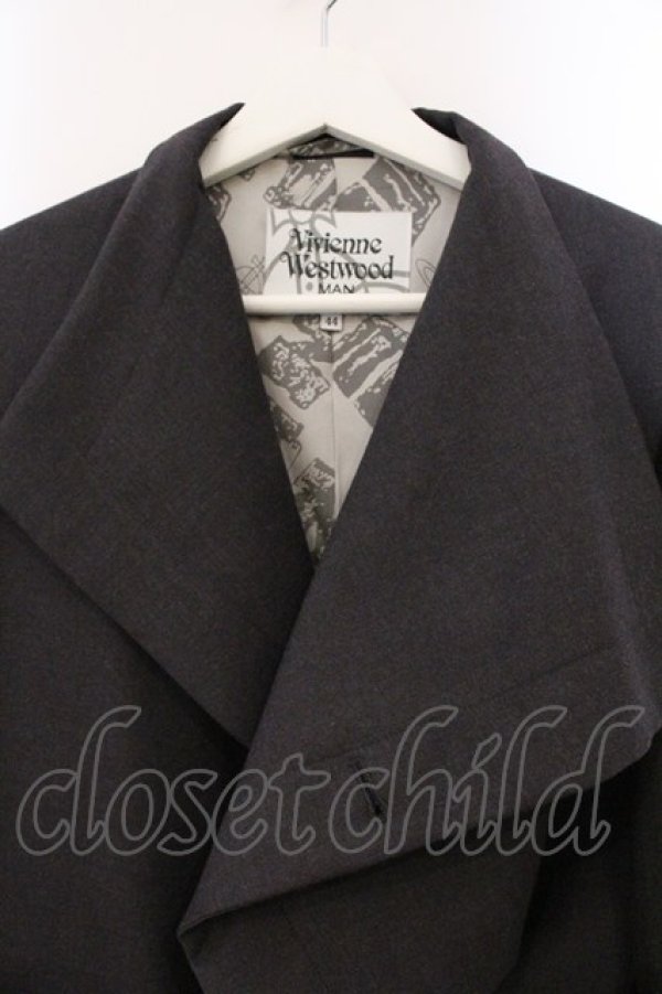 画像2: ヴィヴィアンウエストウッド MAN 中古 / ビッグカラードレープジャケット 44 ダークグレー  O-26-04-12-002-jc-YM-OS (2)