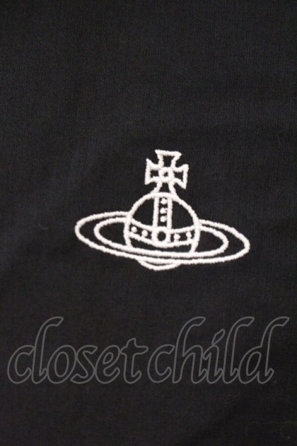 画像3: ヴィヴィアンウエストウッド 中古 / コットンローンスモッキングクロップドシャツ 00 ブラック×ホワイト  O-26-04-12-025-bl-IG-OS (3)