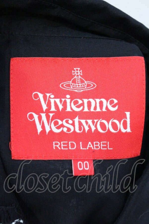 画像5: ヴィヴィアンウエストウッド 中古 / コットンローンスモッキングクロップドシャツ 00 ブラック×ホワイト  O-26-04-12-025-bl-IG-OS (5)