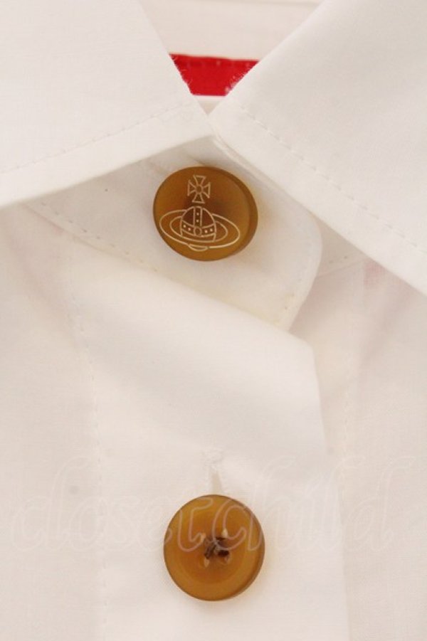 画像2: ヴィヴィアンウエストウッド 中古 / コットンローンストリングギャザーシャツ 00 ホワイト  O-26-04-12-027-bl-YM-OS (2)