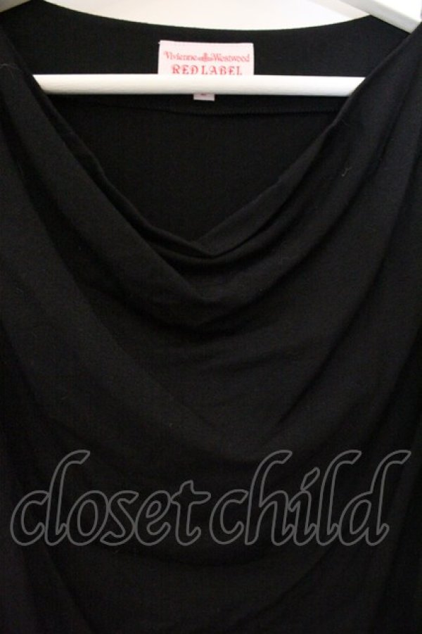 画像2: ヴィヴィアンウエストウッド 中古 / ドレープネックストレッチカットソー 2 ブラック  O-26-04-12-037-to-YM-OS (2)