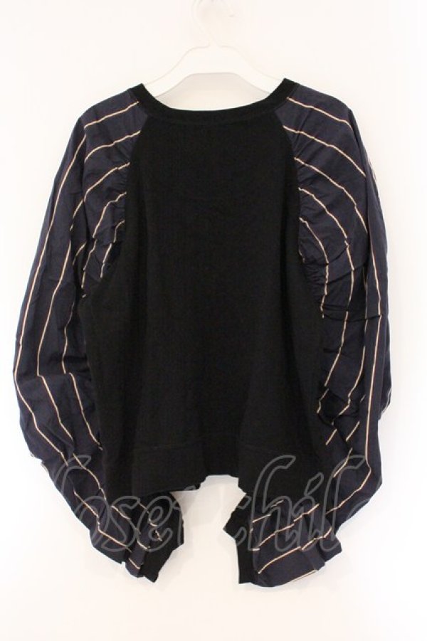 画像4: ヴィヴィアンウエストウッド 中古 / コットンインレーバルーンスリーブトップス 00 ネイビー×ブラック  O-26-04-12-042-to-IG-OS (4)