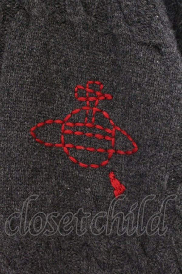 画像2: ヴィヴィアンウエストウッド 中古 / ステッチオーブケーブルニットカーディガン 00 グレー  O-26-04-12-043-to-YM-OS (2)