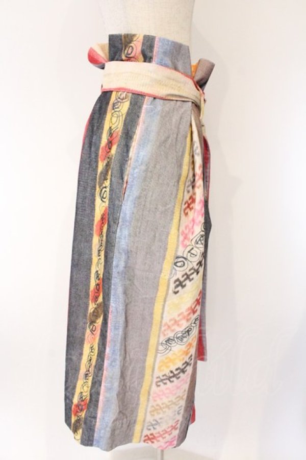 画像4: ANGLOMANIA 中古 / コーデュロイベルトミディスカート II アイボリーベース  O-26-04-12-049-sk-IG-OS (4)