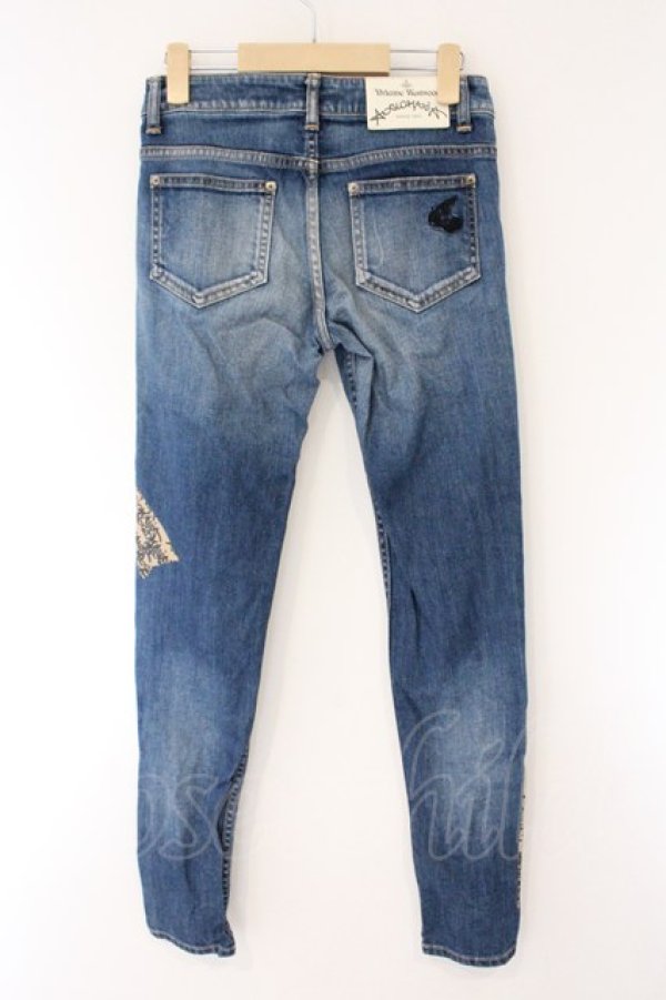 画像4: ANGLOMANIA 中古 / ロゴテープデニムパンツ 36 インディゴ  O-26-04-12-051-pa-IG-OS (4)