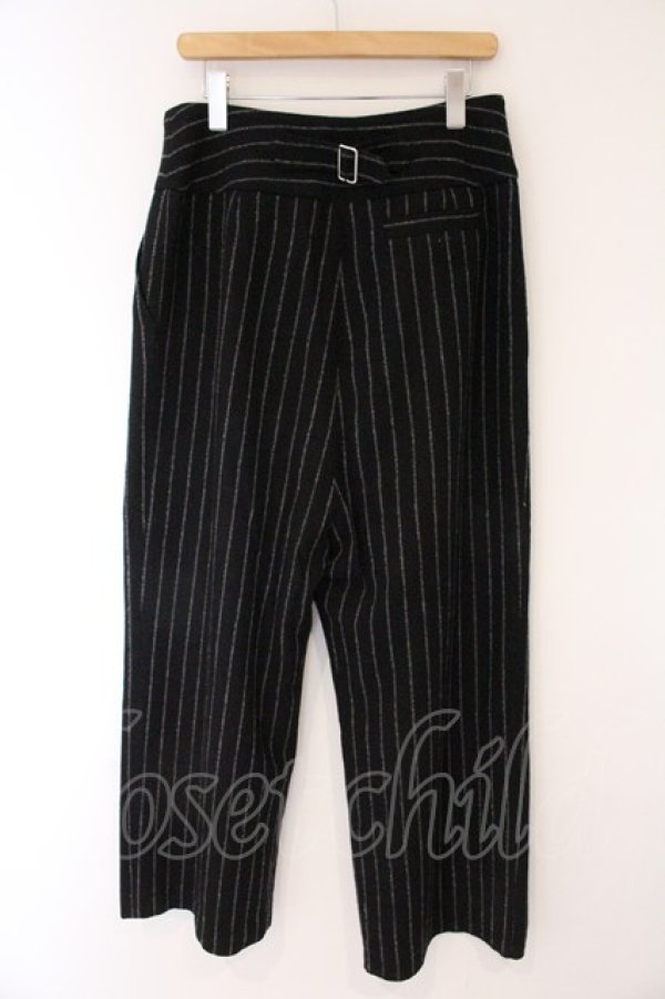 画像3: ANGLOMANIA 中古 / ウールストライプワイドパンツ 40 ブラック  O-26-04-12-053-pa-YM-OS (3)