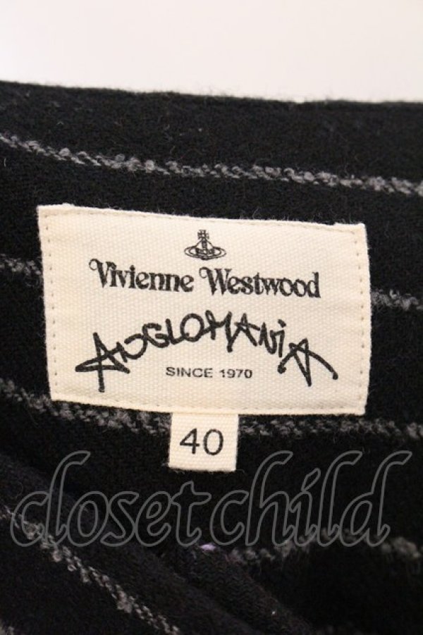 画像5: ANGLOMANIA 中古 / ウールストライプワイドパンツ 40 ブラック  O-26-04-12-053-pa-YM-OS (5)