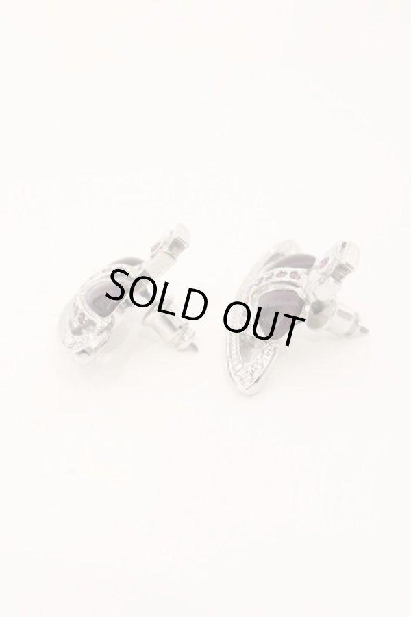 画像2: ヴィヴィアンウエストウッド 中古 / diamante heart stud pierce（ディアマンテハートスタッズピアス）  シルバーｘワイン  O-26-04-12-058-ac-YM-OS (2)