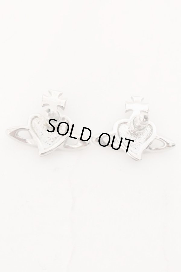画像4: ヴィヴィアンウエストウッド 中古 / diamante heart stud pierce（ディアマンテハートスタッズピアス）  シルバーｘワイン  O-26-04-12-058-ac-YM-OS (4)