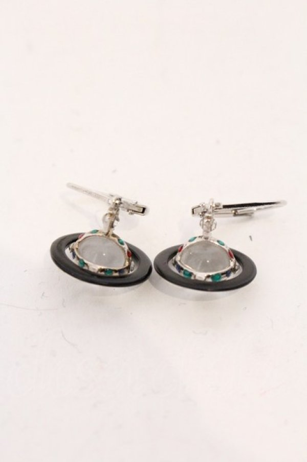 画像2: ヴィヴィアンウエストウッド 中古 / PETITE ORIGINAL ORB EARRINGS（プチオリジナルオーブイヤリング）  ブラックｘシルバー  O-26-04-12-059-er-YM-OS (2)