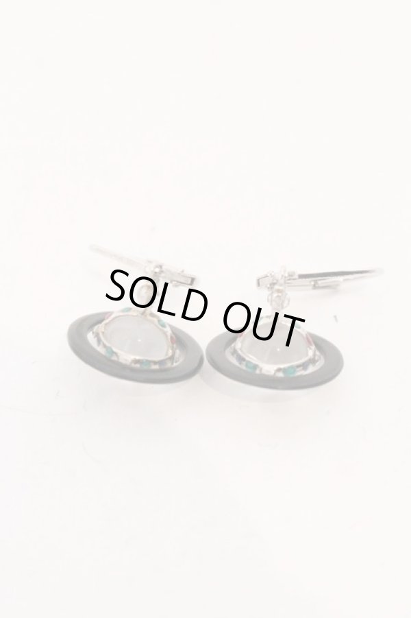 画像2: ヴィヴィアンウエストウッド 中古 / PETITE ORIGINAL ORB EARRINGS（プチオリジナルオーブイヤリング）  ブラックｘシルバー  O-26-04-12-059-er-YM-ZH (2)