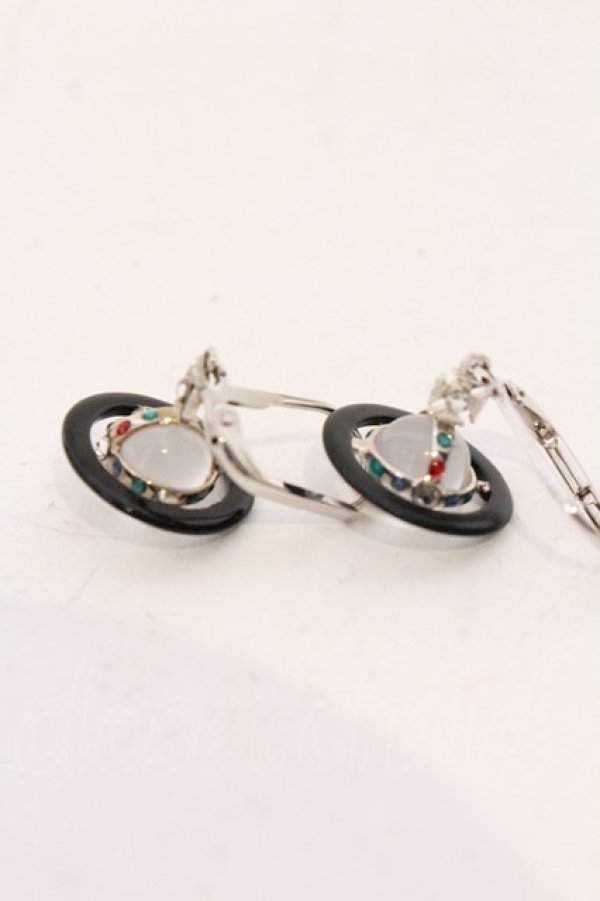画像3: ヴィヴィアンウエストウッド 中古 / PETITE ORIGINAL ORB EARRINGS（プチオリジナルオーブイヤリング）  ブラックｘシルバー  O-26-04-12-059-er-YM-OS (3)