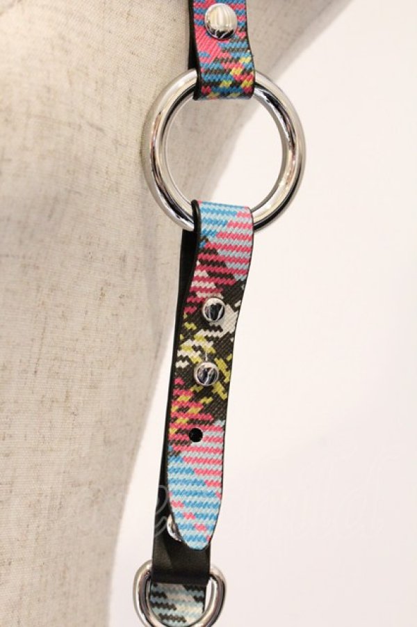 画像2: ヴィヴィアンウエストウッド 中古 / BIOGREEN SAFFIANO PRINTED ハーネスベルト（バイオグリーンサフィアーノ）  マルチカラー  O-26-04-12-063-gd-IG-OS (2)