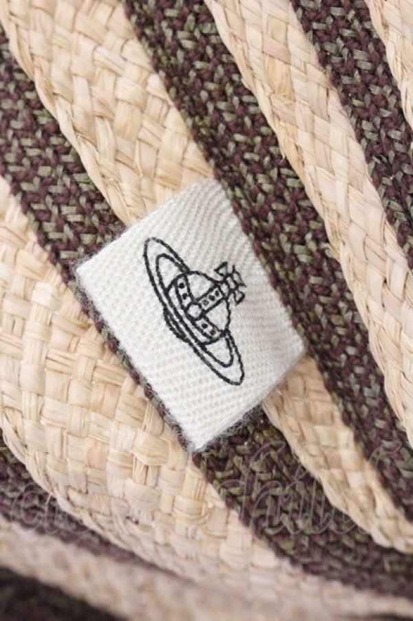 画像4: ヴィヴィアンウエストウッド 中古 / ラフィアストライプストローハット  ナチュラル  O-26-04-12-070-ha-YM-OS (4)