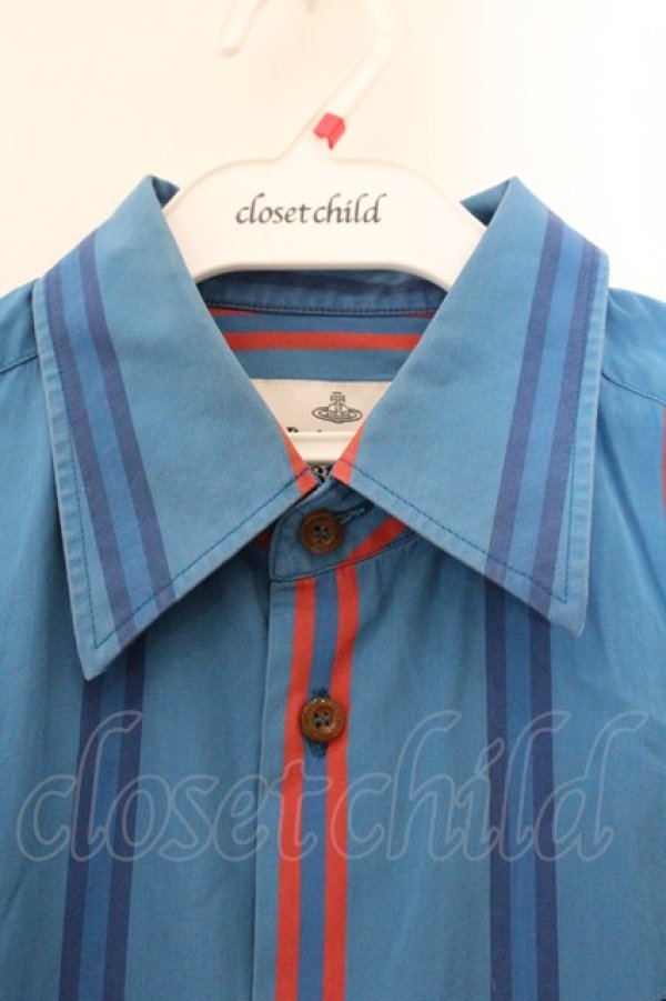 画像3: ヴィヴィアンウエストウッド 中古 / ストライプシャツ 48 ブルー  O-26-04-12-007-bl-YM-OS (3)