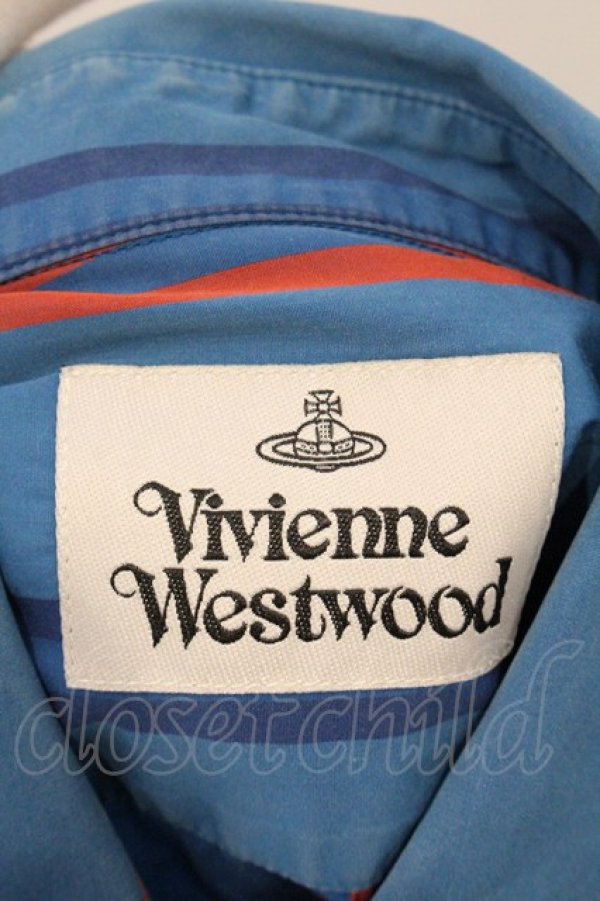画像6: ヴィヴィアンウエストウッド 中古 / ストライプシャツ 48 ブルー  O-26-04-12-007-bl-YM-OS (6)