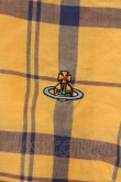 画像2: ヴィヴィアンウエストウッド 中古 / カラーオーブ刺繍高襟ボタンダウンチェックシャツ 42 オレンジ  O-26-04-12-008-bl-YM-OS (2)