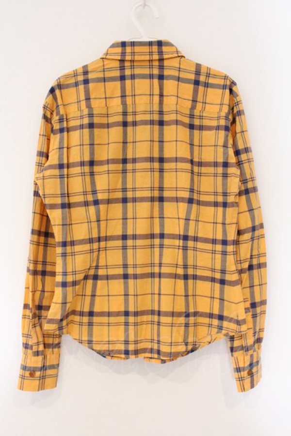 画像4: ヴィヴィアンウエストウッド 中古 / カラーオーブ刺繍高襟ボタンダウンチェックシャツ 42 オレンジ  O-26-04-12-008-bl-YM-OS (4)