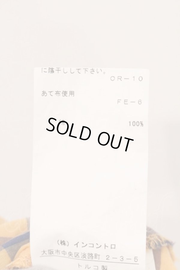 画像6: ヴィヴィアンウエストウッド 中古 / カラーオーブ刺繍高襟ボタンダウンチェックシャツ 42 オレンジ  O-26-04-12-008-bl-YM-ZH (6)