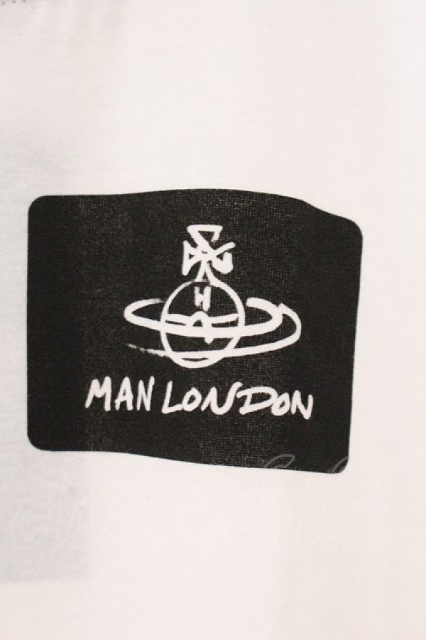 画像2: ヴィヴィアンウエストウッド MAN 中古 / “MAN LONDON” ネームタグ リンガー リラックスTシャツ 42 ホワイト×ブラック  O-26-04-12-012-ts-IG-OS (2)