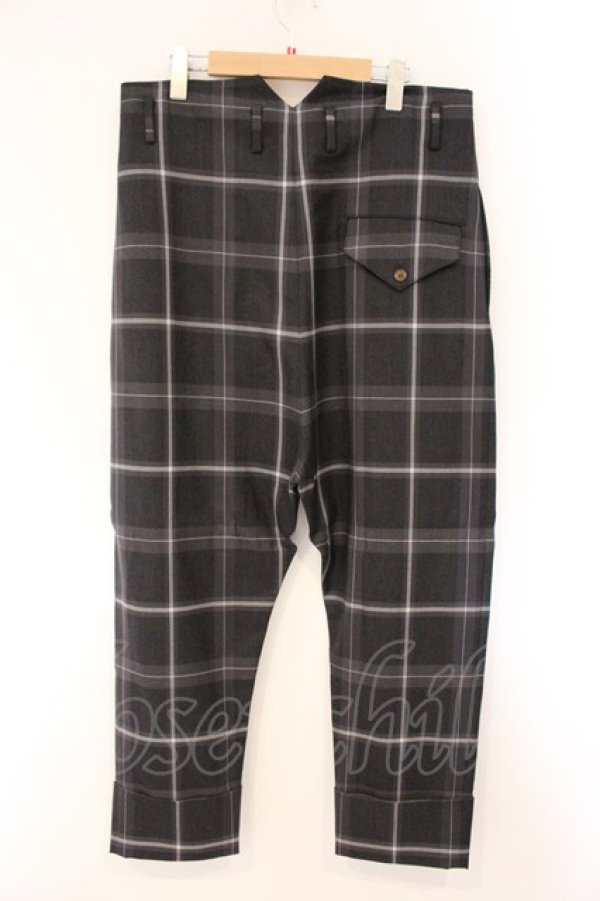 画像4: ヴィヴィアンウエストウッド MAN 中古 / 裾ロールアップチェックパンツ  グレー  O-26-04-12-016-pa-IG-OS (4)