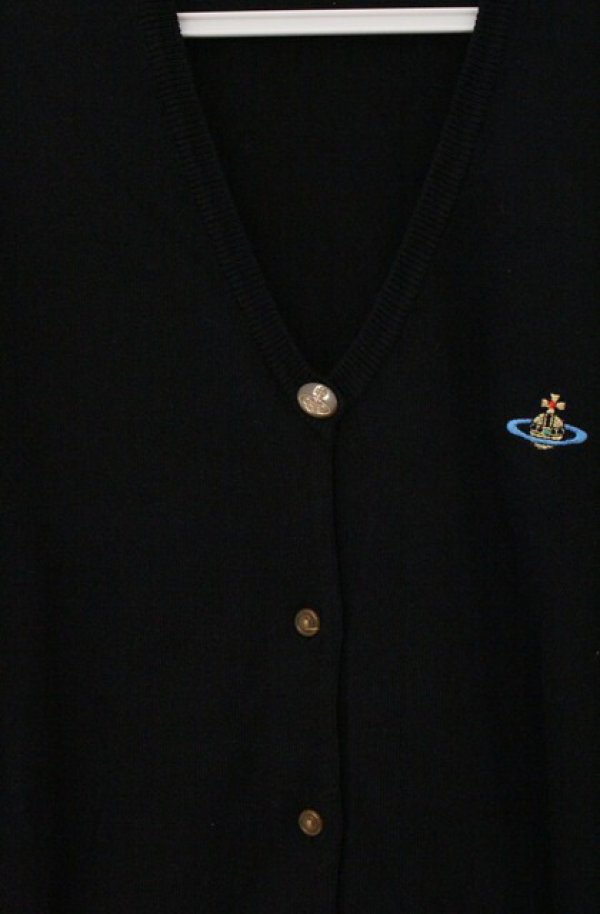 画像2: ヴィヴィアンウエストウッド 中古 / カラーオーブ刺繍ロングカーディガン S ブラック  O-26-04-19-022-to-YM-OS (2)