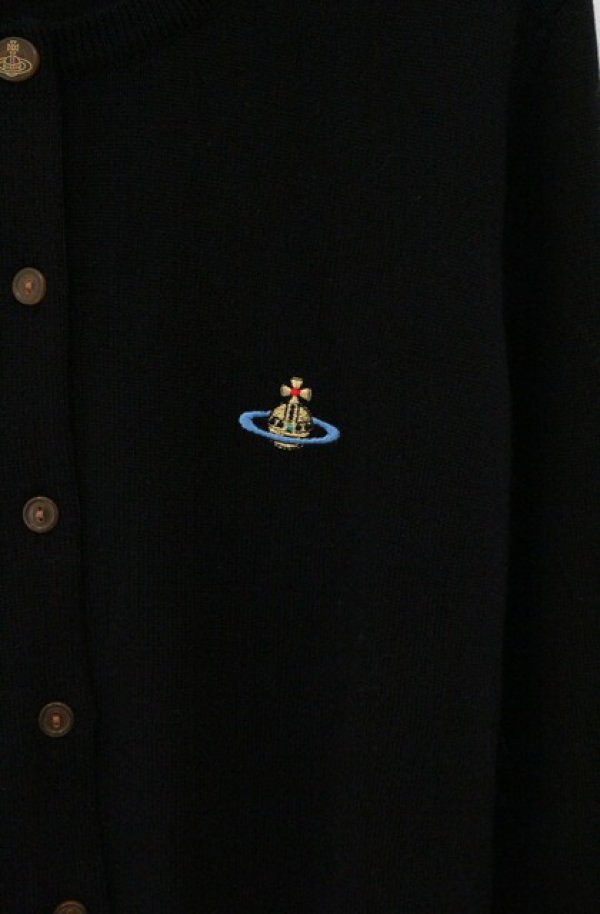 画像3: ヴィヴィアンウエストウッド 中古 / カラーオーブ刺繍カーディガン S ブラック  O-26-04-19-023-to-YM-OS (3)