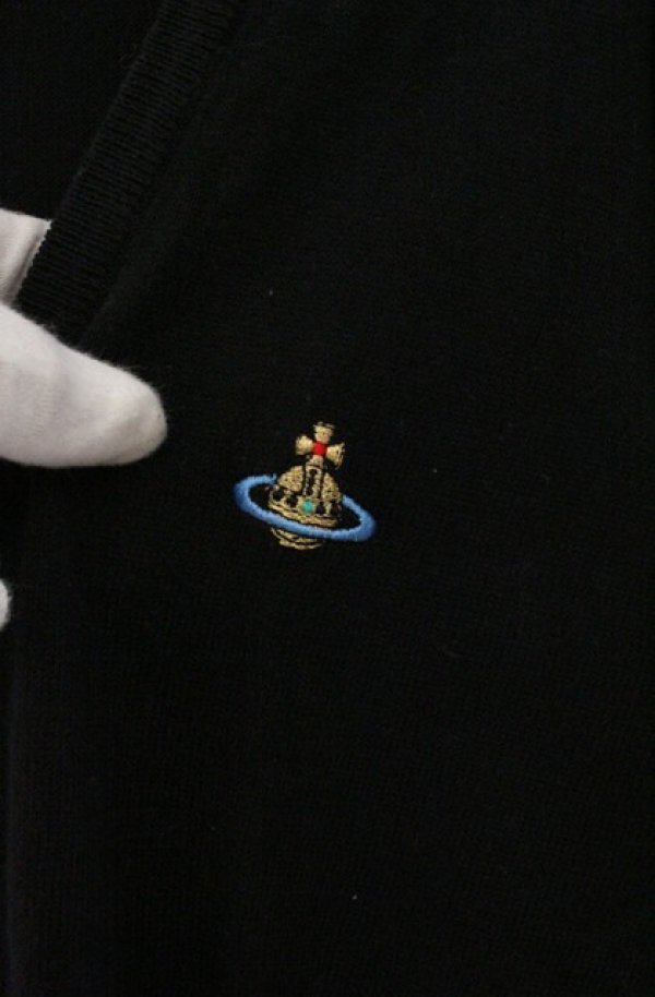 画像4: ヴィヴィアンウエストウッド 中古 / カラーオーブ刺繍カーディガン S ブラック  O-26-04-19-024-to-YM-OS (4)
