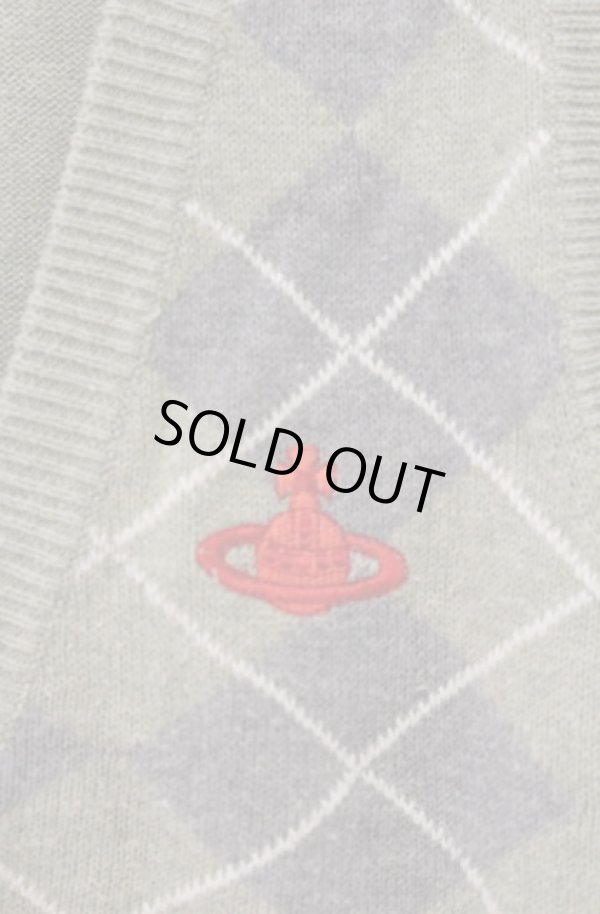 画像4: ヴィヴィアンウエストウッド 中古 / アーガイルニットベスト 2 グレー  O-26-04-19-032-to-YM-OS (4)