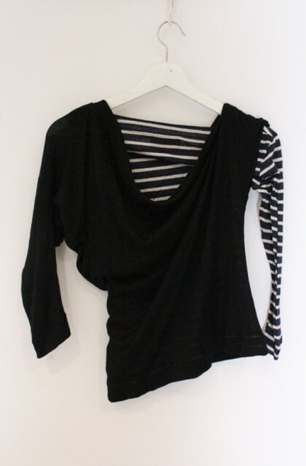 画像4: ヴィヴィアンウエストウッド 中古 / アンサンブルレイヤーカットソー 2 ブラックｘネイビーｘホワイト  O-26-04-19-035-to-YM-OS (4)