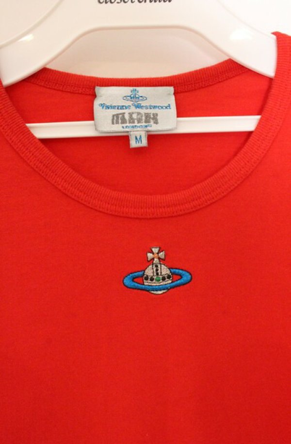 画像2: ヴィヴィアンウエストウッド MAN 中古 / 銀オーブ刺繍ロングカットソー M レッド  O-26-04-19-037-to-YM-OS (2)