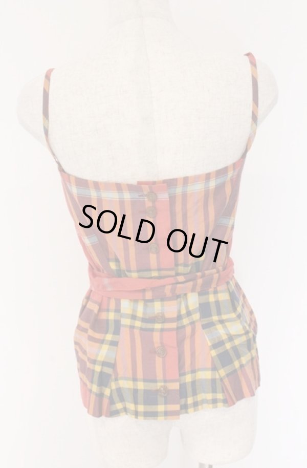 画像4: ヴィヴィアンウエストウッド 中古 / タータンビスチェ 2 オレンジ  O-26-04-19-038-to-YM-OS (4)