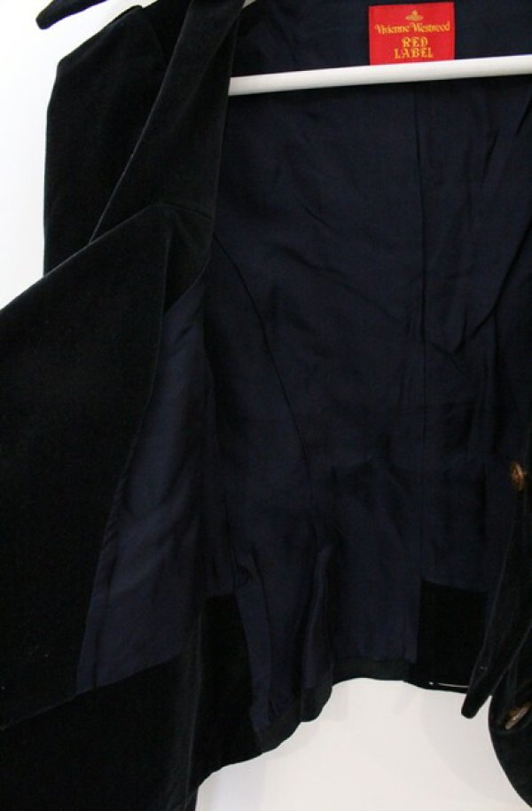 画像7: ヴィヴィアンウエストウッド 中古 / 別珍ダブルフロントジャケット 1 ブラック（青ミノアル）  O-26-04-19-003-jc-YM-OS (7)