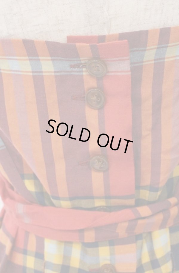 画像5: ヴィヴィアンウエストウッド 中古 / タータンビスチェ 2 オレンジ  O-26-04-19-038-to-YM-OS (5)