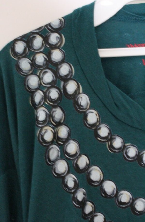 画像2: ヴィヴィアンウエストウッド 中古 / パールネックレスプリントカットソー 1 グリーン  O-26-04-19-040-to-YM-OS (2)