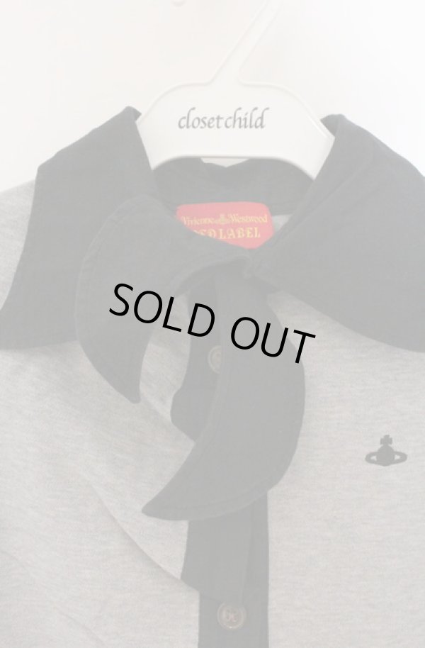 画像2: ヴィヴィアンウエストウッド 中古 / 変形襟ポロシャツ 2 ブラックｘグレー  O-26-04-19-044-to-YM-OS (2)