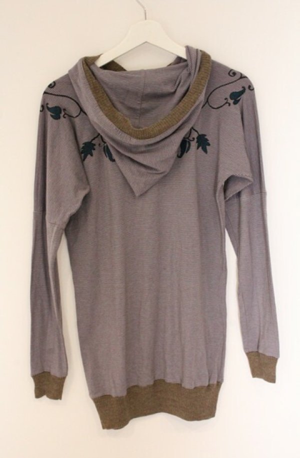 画像2: ヴィヴィアンウエストウッド 中古 / フラワープリントフード付キカットワンピース 2 カーキｘブラウン  O-26-04-19-047-op-YM-OS (2)