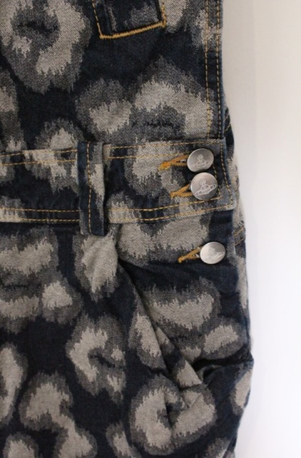 画像3: ヴィヴィアンウエストウッド 中古 / レオパードジャガードサロペット 2 グレーｘネイビー  O-26-04-19-052-op-YM-OS (3)