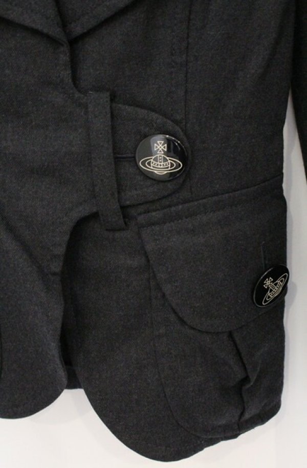 画像2: ヴィヴィアンウエストウッド 中古 / ベルテッドラブジャケット 1 グレー  O-26-04-19-005-jc-YM-OS (2)