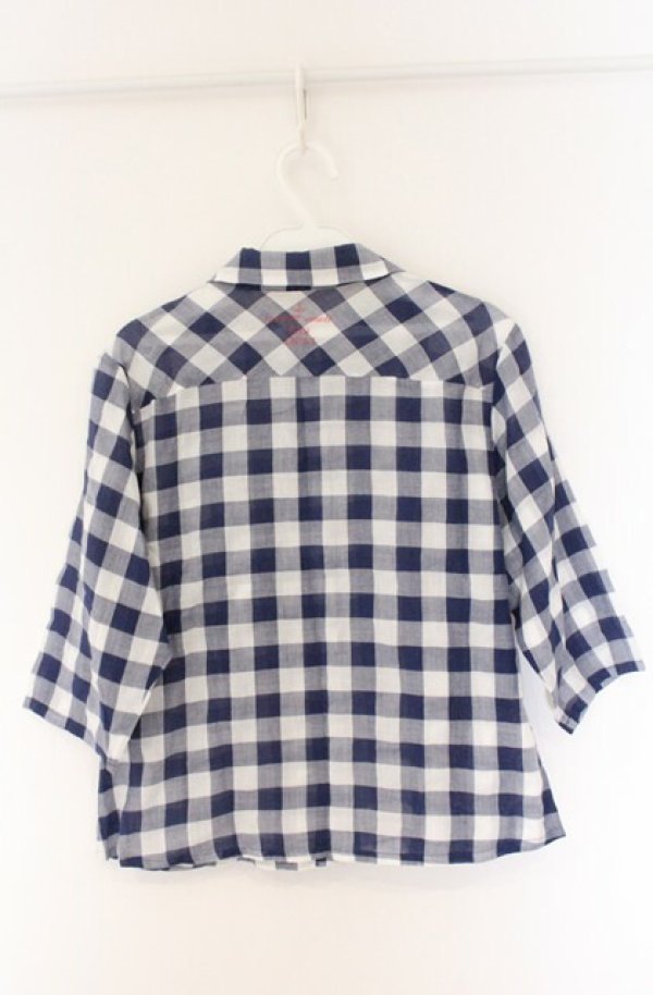 画像4: ヴィヴィアンウエストウッド 中古 / サマーコットン五分袖チェックシャツ 2 ブルー  O-26-04-19-056-bl-YM-OS (4)