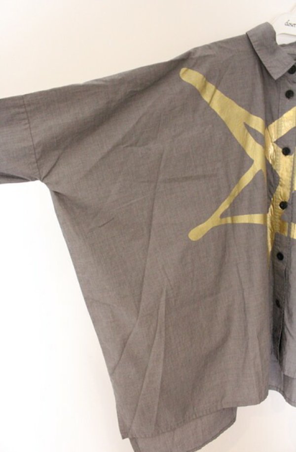 画像2: ANGLOMANIA 中古 / スターペイントワイドシャツ 38 グレー  O-26-04-19-062-bl-YM-OS (2)