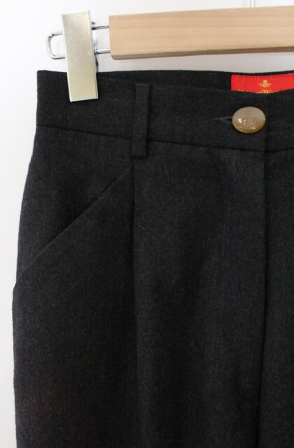 画像2: ヴィヴィアンウエストウッド 中古 / クロップドタックスラックスパンツ 38 グレー  O-26-04-19-070-pa-YM-OS (2)
