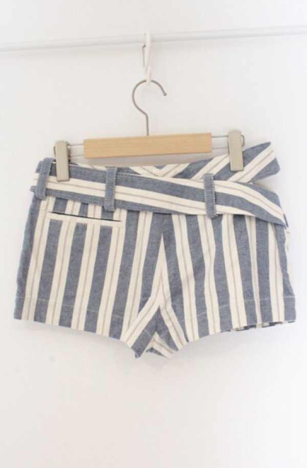 画像4: ヴィヴィアンウエストウッド 中古 / ラップベルトストライプキュロットパンツ 1 アイボリーｘライトグレー  O-26-04-19-081-pa-YM-OS (4)