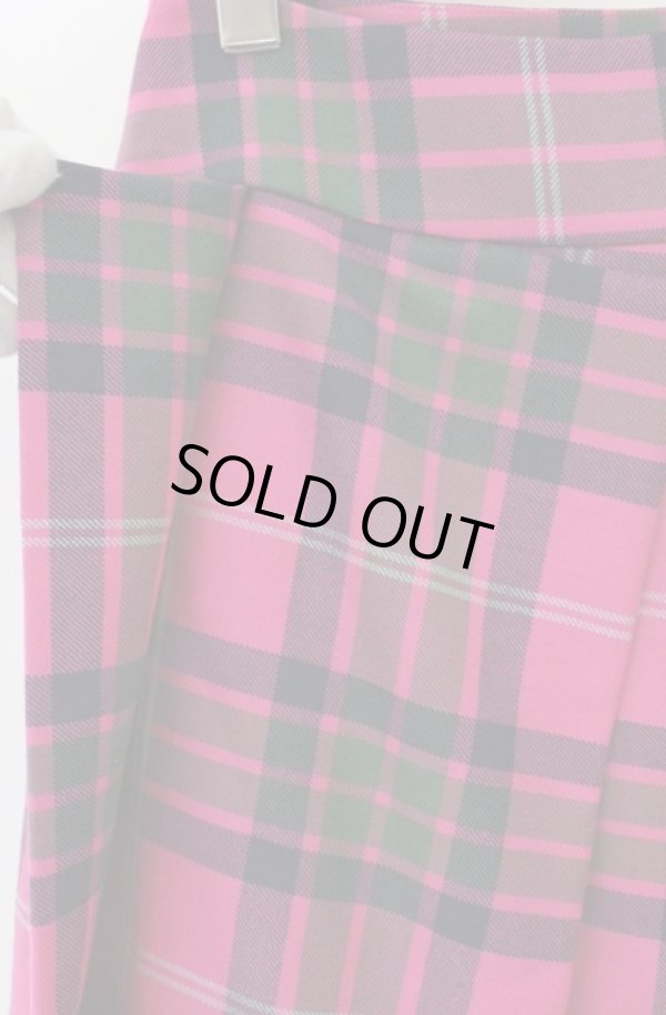 画像2: ヴィヴィアンウエストウッド 中古 / 変形プリーツウールタータンスカート 38 ピンク  O-26-04-19-083-sk-YM-OS (2)