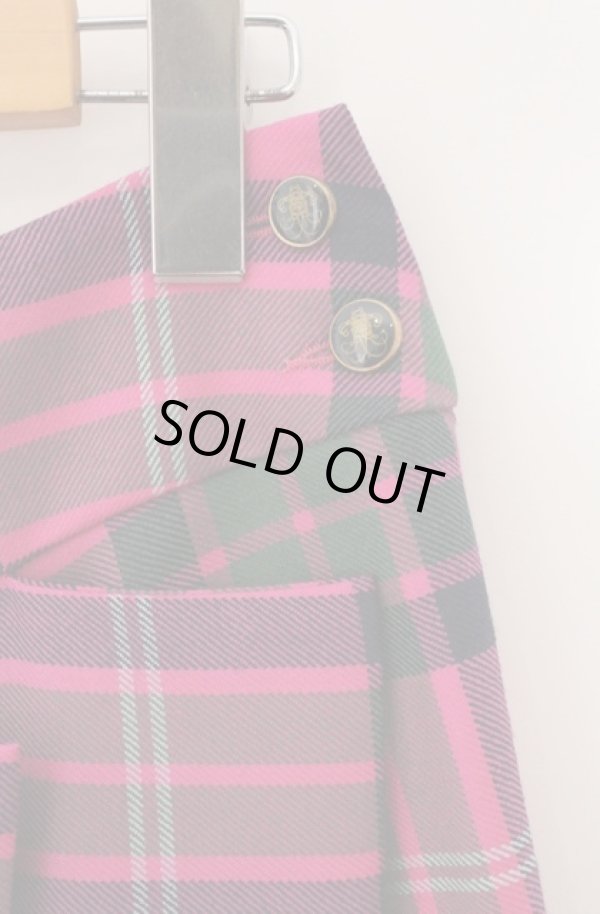 画像3: ヴィヴィアンウエストウッド 中古 / 変形プリーツウールタータンスカート 38 ピンク  O-26-04-19-083-sk-YM-OS (3)