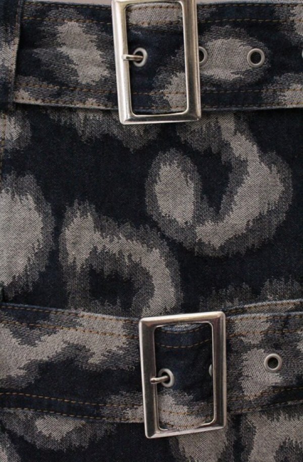 画像2: ヴィヴィアンウエストウッド 中古 / ベルテッドレオパードデニムスカート 1 グレーｘネイビー  O-26-04-19-084-sk-YM-OS (2)